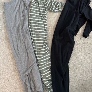 Set of Three Maxi Dresses - Gray, Green Striped, Black